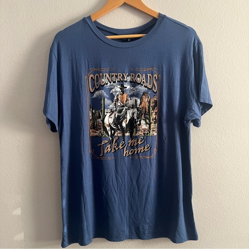 Country Roads Blue Graphic T-Shirt